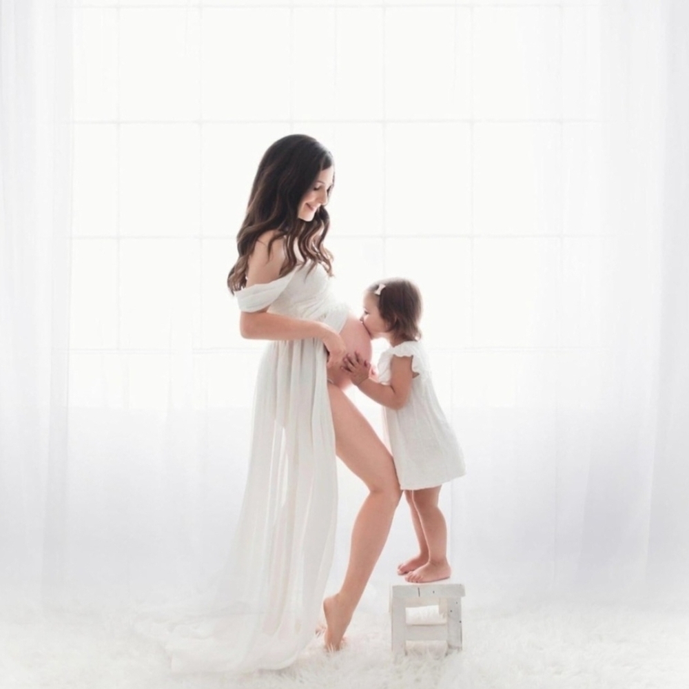 Elegant White Maternity Gown